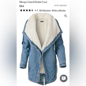 Sherpa-lined denim jacket size 6 - NEW